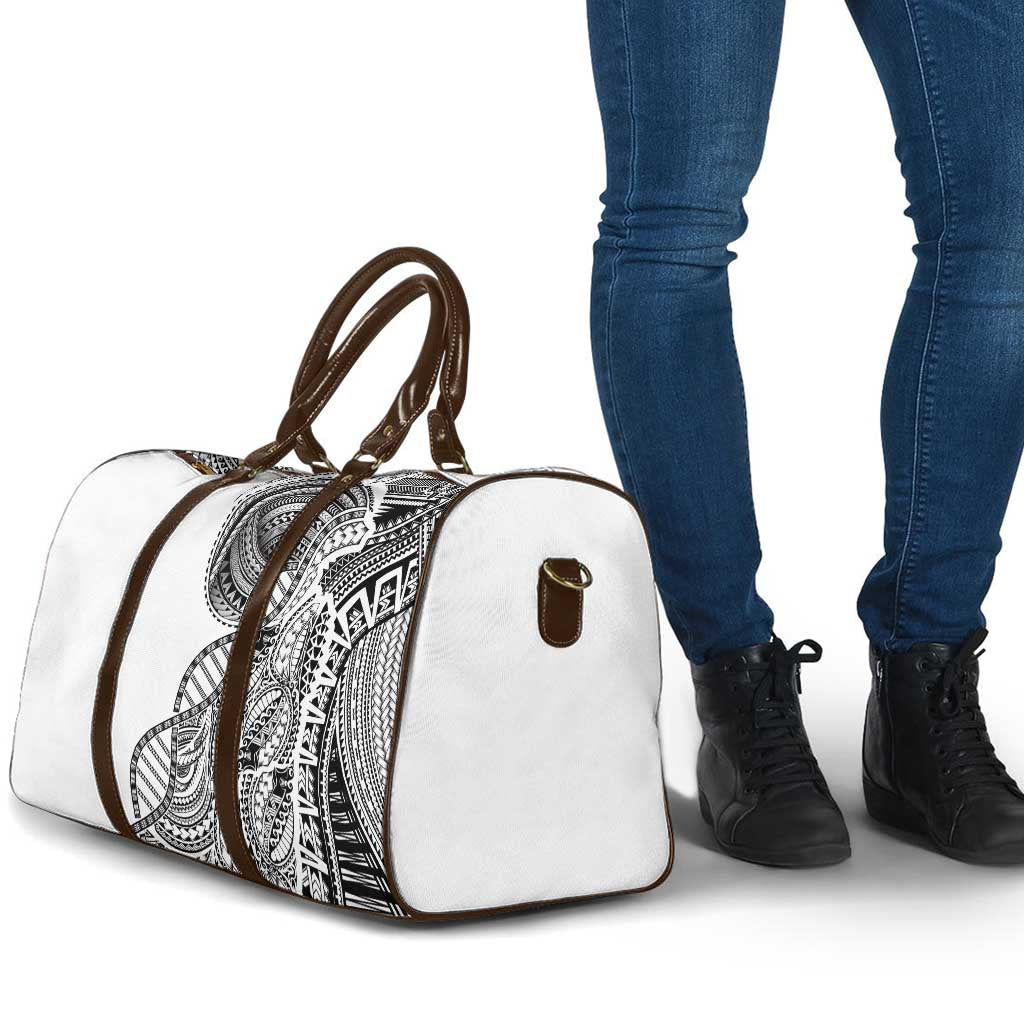 Samoan DNA Art Tattoo Travel Bag Polynesian Pattern White Color