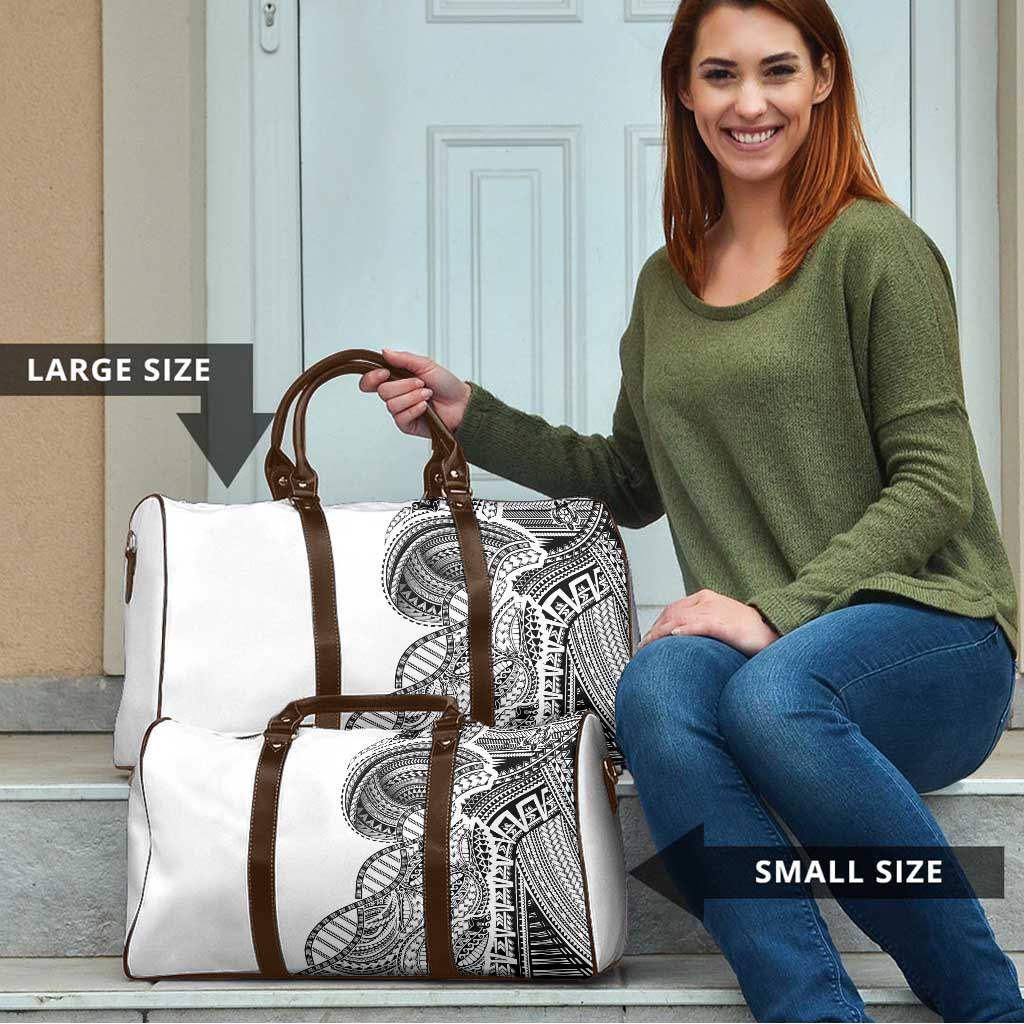 Samoan DNA Art Tattoo Travel Bag Polynesian Pattern White Color