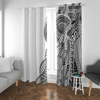 Samoan DNA Art Tattoo Window Curtain Polynesian Pattern White Color