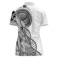 Samoan DNA Art Tattoo Women Polo Shirt Polynesian Pattern White Color