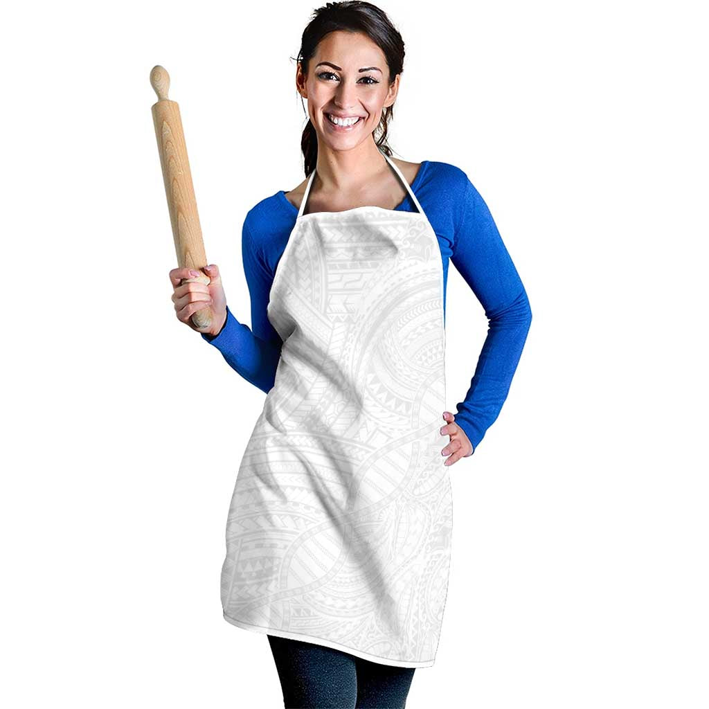 Samoan DNA Art Tattoo Apron Polynesian Pattern All White