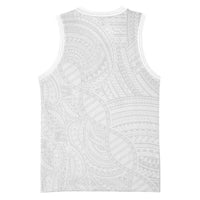 Samoan DNA Art Tattoo Basketball Jersey Polynesian Pattern All White