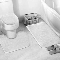Samoan DNA Art Tattoo Bathroom Set Polynesian Pattern All White