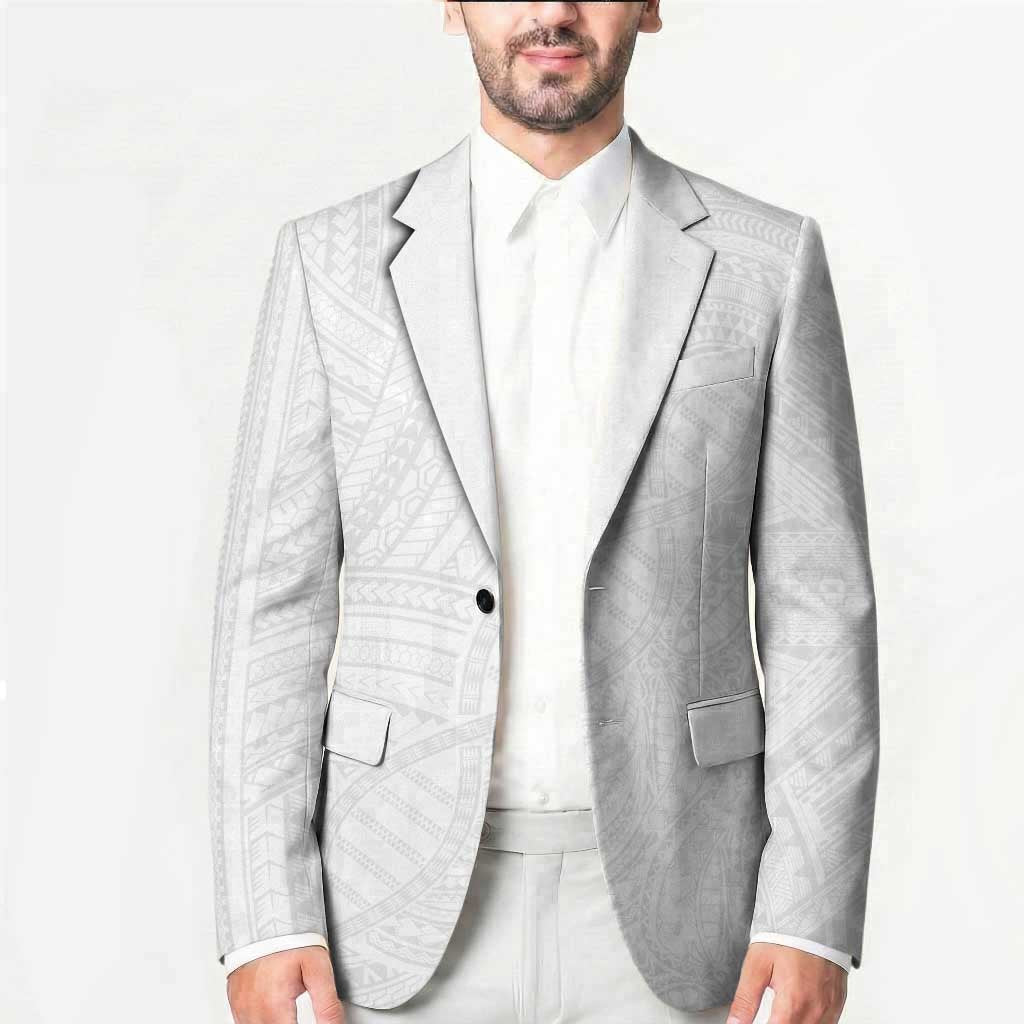 Samoan DNA Art Tattoo Blazer Polynesian Pattern All White