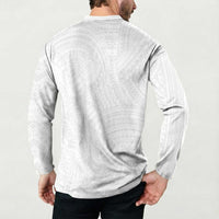 Samoan DNA Art Tattoo Button Sweatshirt Polynesian Pattern All White