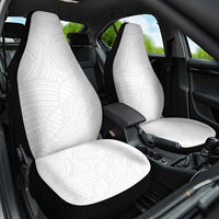 Samoan DNA Art Tattoo Car Seat Cover Polynesian Pattern All White