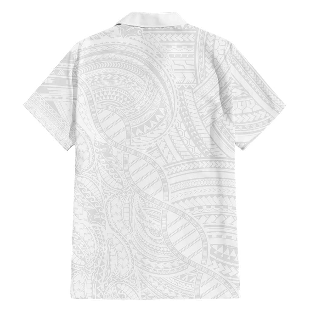 Samoan DNA Art Tattoo Family Matching Tank Maxi Dress and Hawaiian Shirt Polynesian Pattern All White