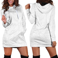 Samoan DNA Art Tattoo Hoodie Dress Polynesian Pattern All White