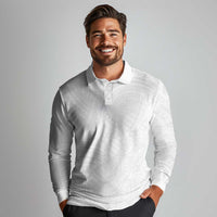Samoan DNA Art Tattoo Long Sleeve Polo Shirt Polynesian Pattern All White