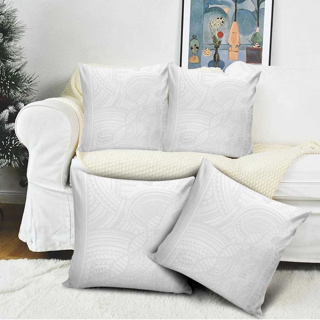 Samoan DNA Art Tattoo Pillow Cover Polynesian Pattern All White