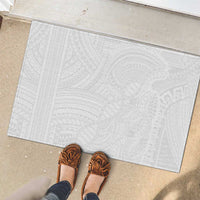 Samoan DNA Art Tattoo Rubber Doormat Polynesian Pattern All White