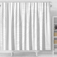 Samoan DNA Art Tattoo Shower Curtain Polynesian Pattern All White