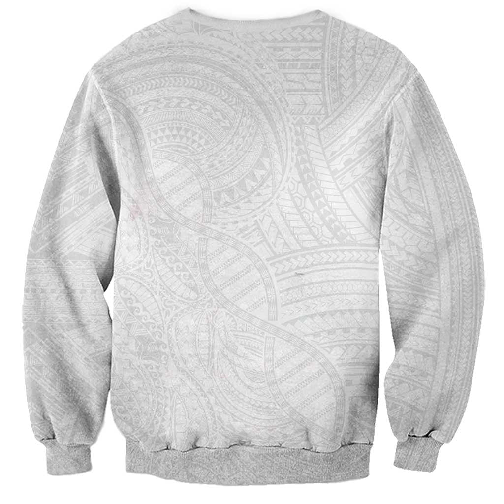 Samoan DNA Art Tattoo Sweatshirt Polynesian Pattern All White