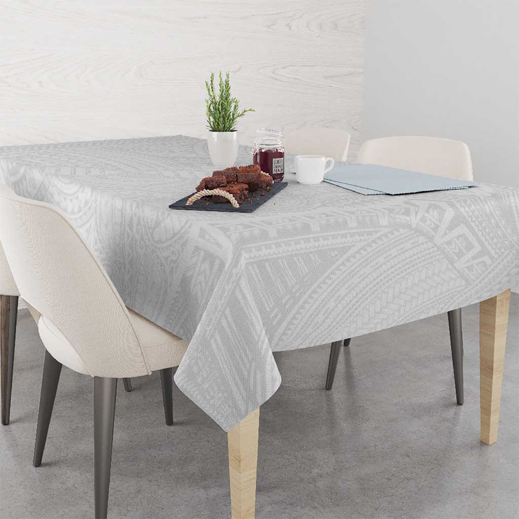 Samoan DNA Art Tattoo Tablecloth Polynesian Pattern All White