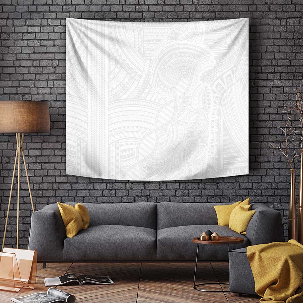 Samoan DNA Art Tattoo Tapestry Polynesian Pattern All White