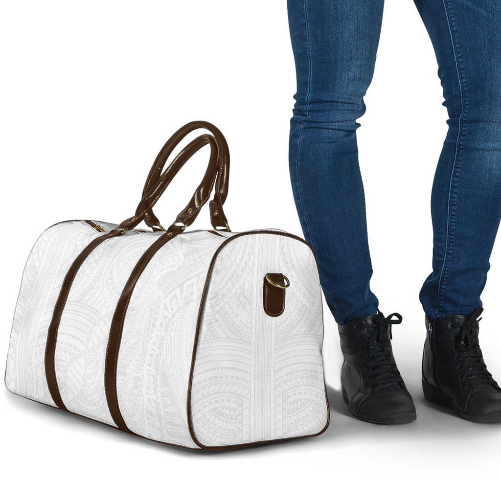 Samoan DNA Art Tattoo Travel Bag Polynesian Pattern All White