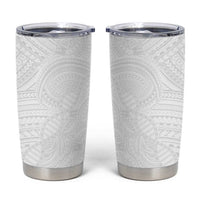Samoan DNA Art Tattoo Tumbler Cup Polynesian Pattern All White