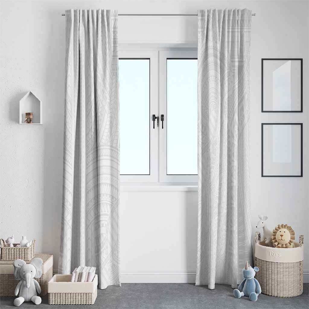 Samoan DNA Art Tattoo Window Curtain Polynesian Pattern All White