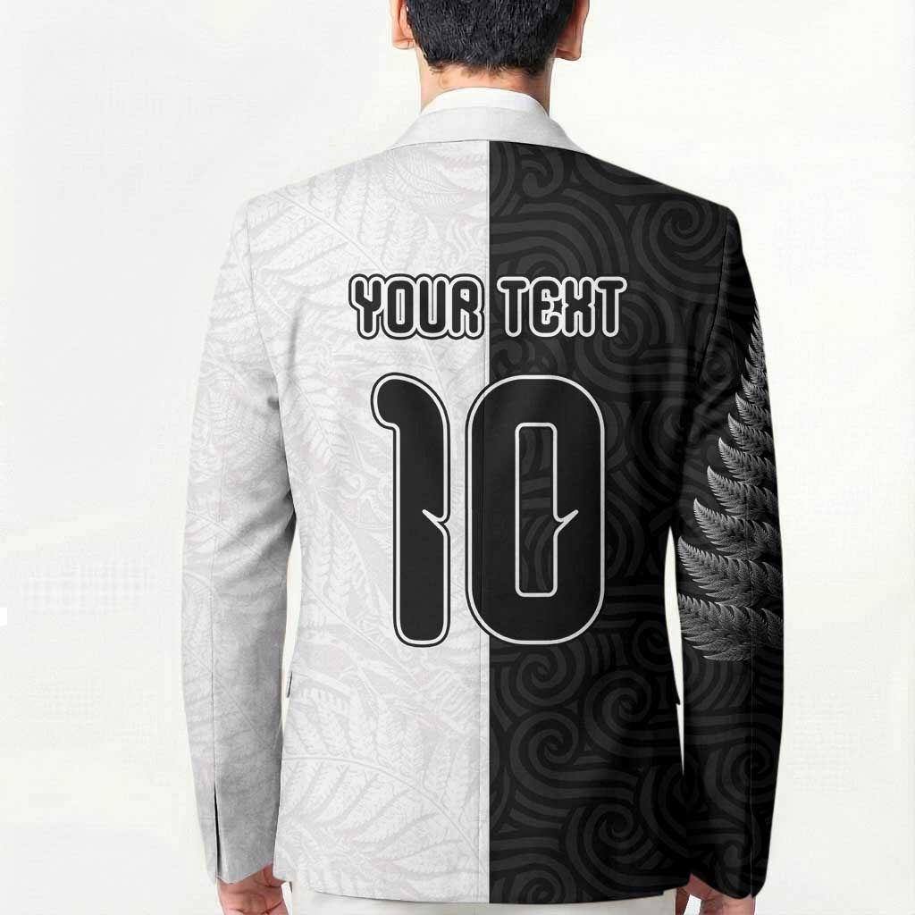 Custom New Zealand Football Blazer Silver Fern and Maori Tribal Black White Half Sporty Style LT03 - Polynesian Pride