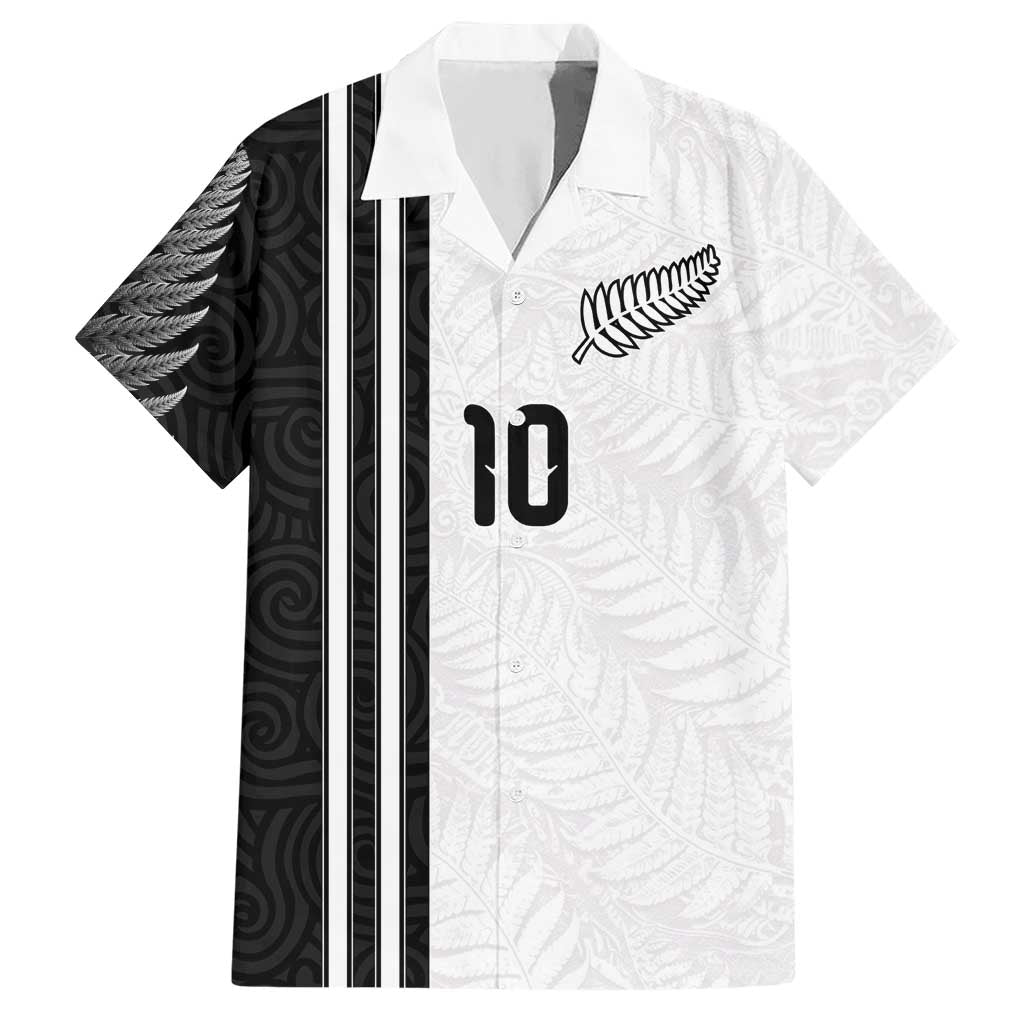 Custom New Zealand Football Hawaiian Shirt Silver Fern and Maori Tribal Black White Half Sporty Style LT03 Multicolor - Polynesian Pride