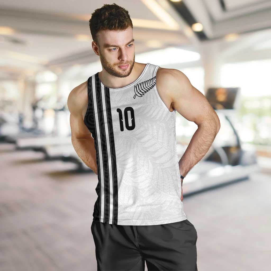 Custom New Zealand Football Men Tank Top Silver Fern and Maori Tribal Black White Half Sporty Style LT03 Multicolor - Polynesian Pride