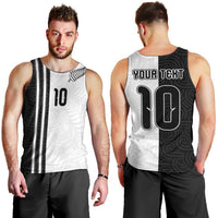 Custom New Zealand Football Men Tank Top Silver Fern and Maori Tribal Black White Half Sporty Style LT03 - Polynesian Pride