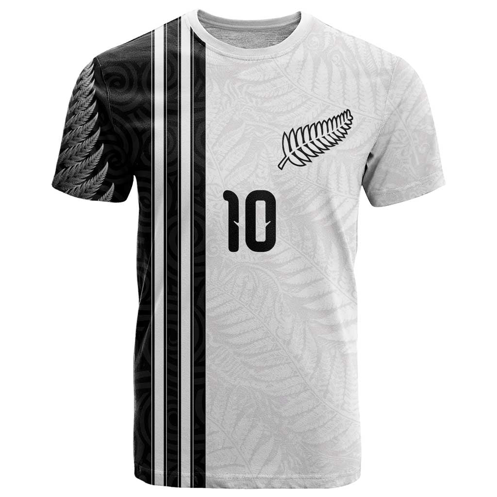 Custom New Zealand Football T Shirt Silver Fern and Maori Tribal Black White Half Sporty Style LT03 Multicolor - Polynesian Pride