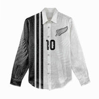Custom New Zealand Football Women Casual Shirt Silver Fern and Maori Tribal Black White Half Sporty Style LT03 - Polynesian Pride