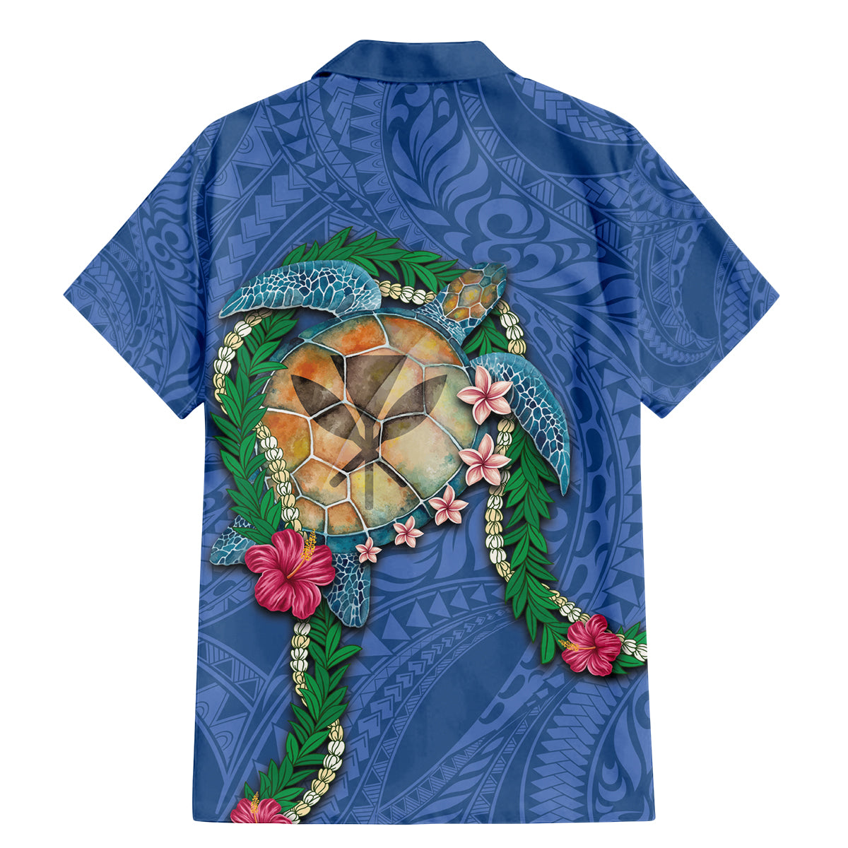 Hawaii Pikake and Maile Lei Family Matching Mermaid Dress and Hawaiian Shirt Honu Polynesian Pattern Blue Color LT03 - Polynesian Pride