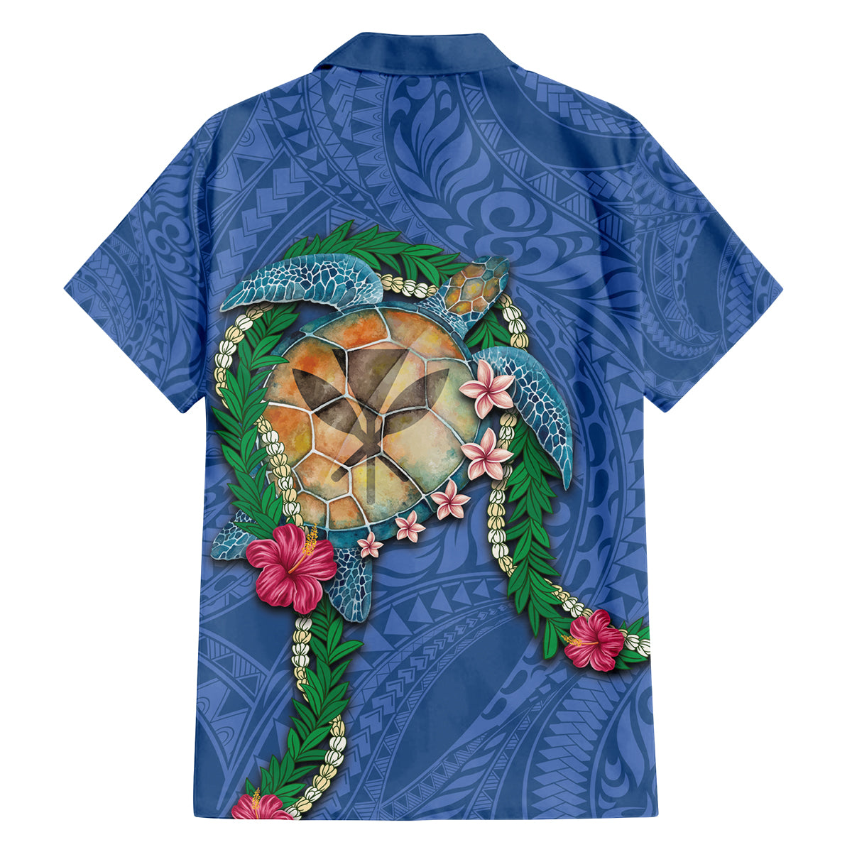 Hawaii Pikake and Maile Lei Family Matching Off The Shoulder Long Sleeve Dress and Hawaiian Shirt Honu Polynesian Pattern Blue Color LT03 - Polynesian Pride