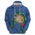 Hawaii Pikake and Maile Lei Hoodie Honu Polynesian Pattern Blue Color