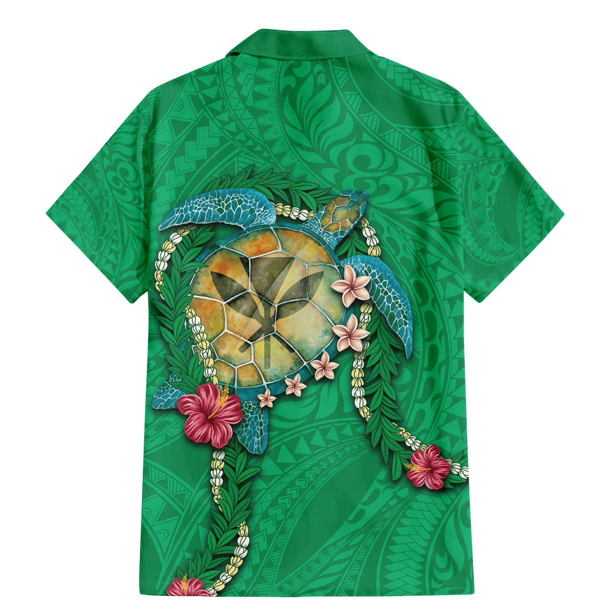Hawaii Pikake and Maile Lei Family Matching Mermaid Dress and Hawaiian Shirt Honu Polynesian Pattern Green Color LT03 - Polynesian Pride