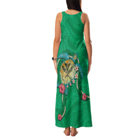 Hawaii Pikake and Maile Lei Family Matching Tank Maxi Dress and Hawaiian Shirt Honu Polynesian Pattern Green Color LT03 - Polynesian Pride