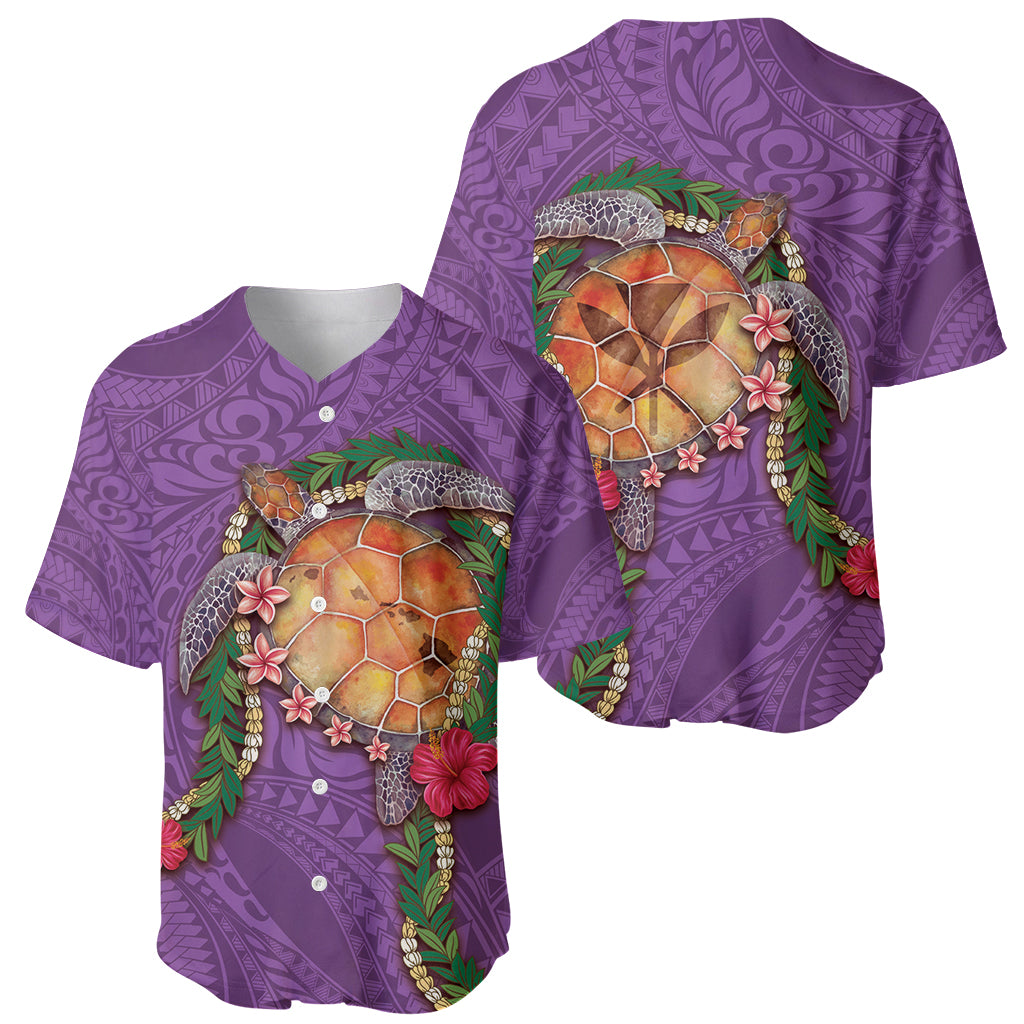 Hawaii Pikake and Maile Lei Baseball Jersey Honu Polynesian Pattern Pink Color