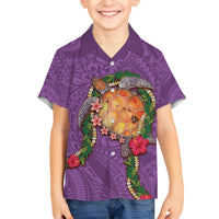 Hawaii Pikake and Maile Lei Family Matching Long Sleeve Bodycon Dress and Hawaiian Shirt Honu Polynesian Pattern Pink Color LT03 Son's Shirt Pink - Polynesian Pride