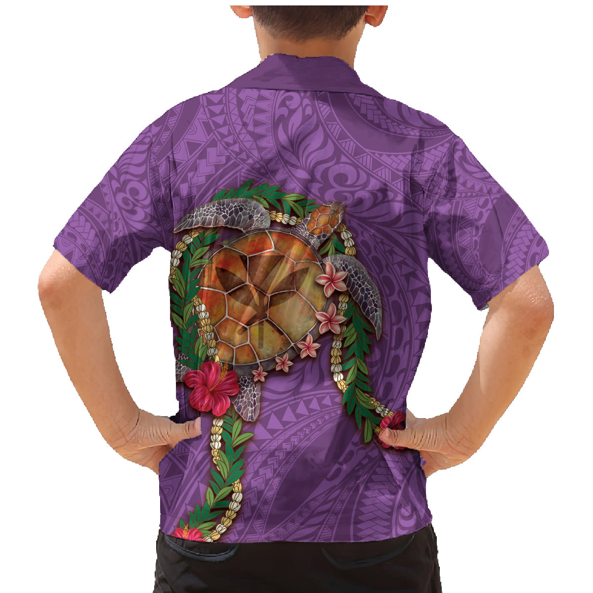 Hawaii Pikake and Maile Lei Family Matching Mermaid Dress and Hawaiian Shirt Honu Polynesian Pattern Pink Color LT03 - Polynesian Pride
