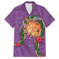 Hawaii Pikake and Maile Lei Family Matching Short Sleeve Bodycon Dress and Hawaiian Shirt Honu Polynesian Pattern Pink Color LT03 Dad's Shirt - Short Sleeve Pink - Polynesian Pride