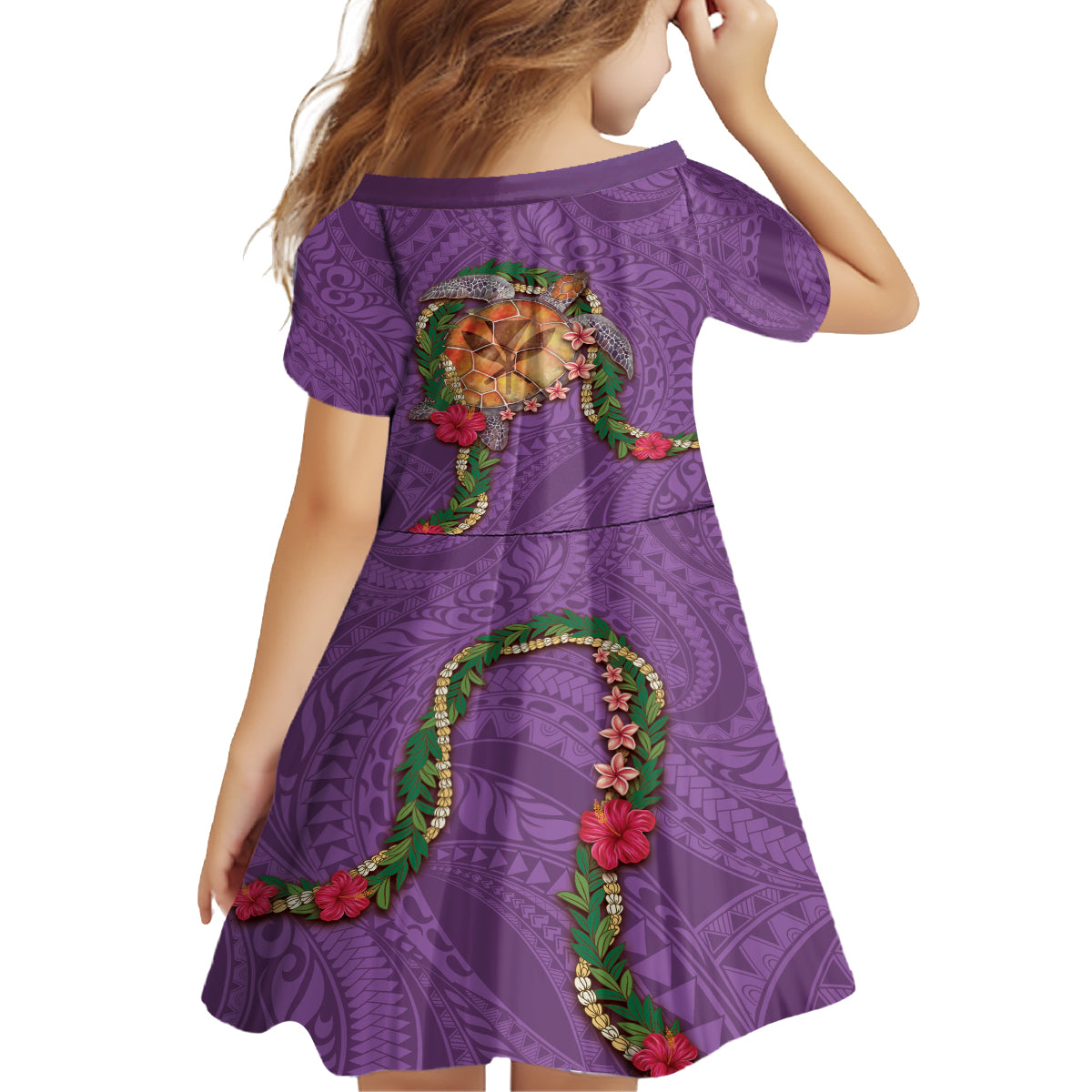 Hawaii Pikake and Maile Lei Family Matching Tank Maxi Dress and Hawaiian Shirt Honu Polynesian Pattern Pink Color LT03 - Polynesian Pride