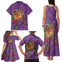 Hawaii Pikake and Maile Lei Family Matching Tank Maxi Dress and Hawaiian Shirt Honu Polynesian Pattern Pink Color LT03 - Polynesian Pride