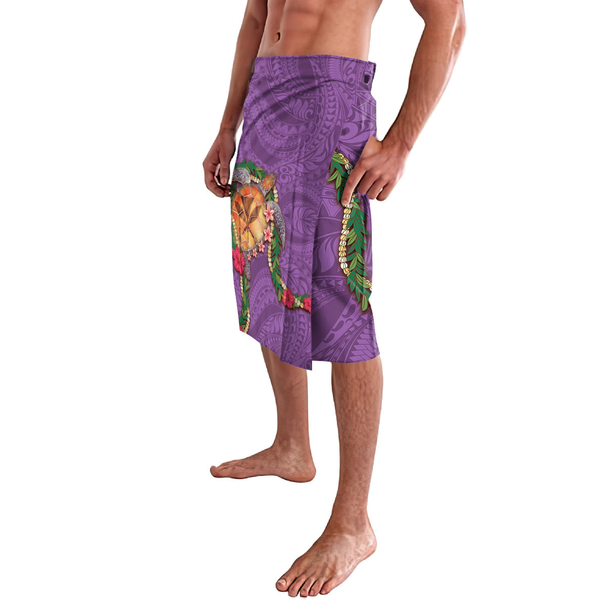 Hawaii Pikake and Maile Lei Lavalava Honu Polynesian Pattern Pink Color
