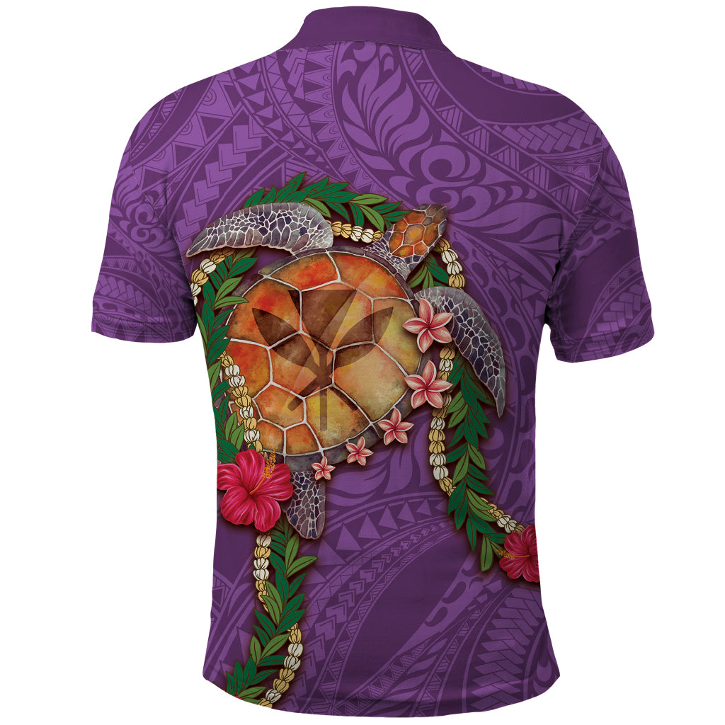 Hawaii Pikake and Maile Lei Polo Shirt Honu Polynesian Pattern Pink Color