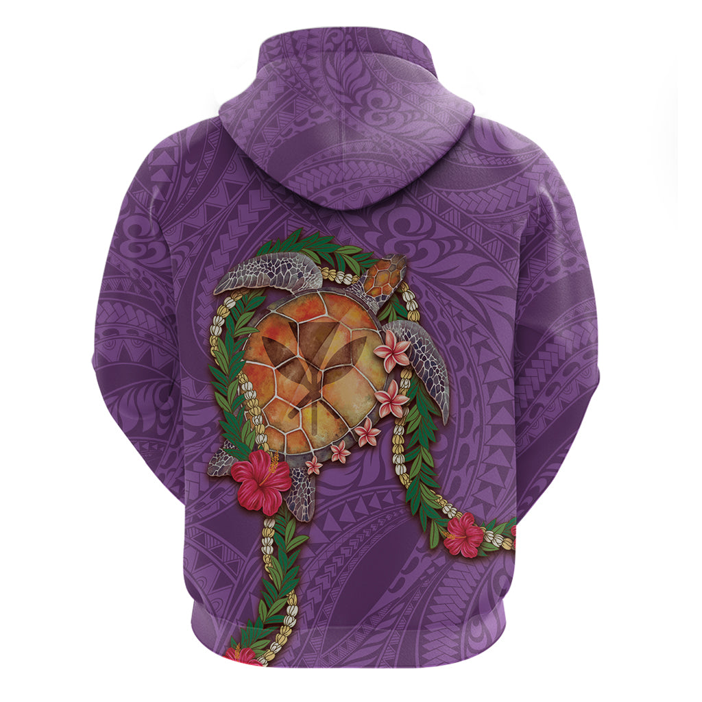 Hawaii Pikake and Maile Lei Zip Hoodie Honu Polynesian Pattern Pink Color