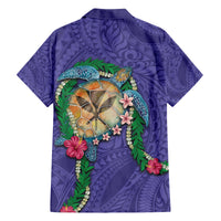 Hawaii Pikake and Maile Lei Family Matching Long Sleeve Bodycon Dress and Hawaiian Shirt Honu Polynesian Pattern Purple Color LT03 - Polynesian Pride