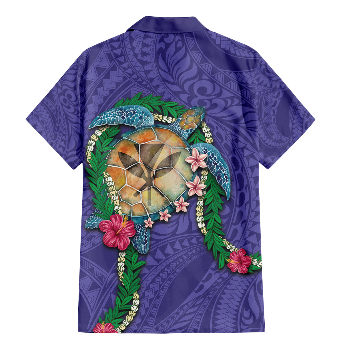 Hawaii Pikake and Maile Lei Family Matching Mermaid Dress and Hawaiian Shirt Honu Polynesian Pattern Purple Color LT03 - Polynesian Pride