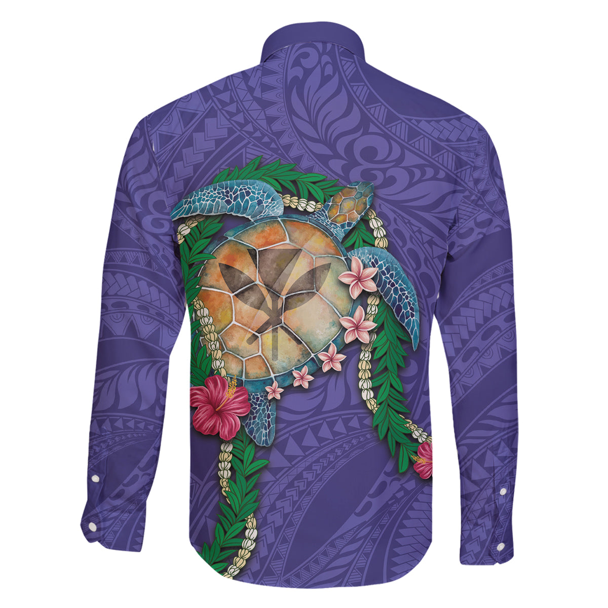 Hawaii Pikake and Maile Lei Family Matching Off Shoulder Maxi Dress and Hawaiian Shirt Honu Polynesian Pattern Purple Color LT03 - Polynesian Pride