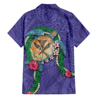 Hawaii Pikake and Maile Lei Family Matching Short Sleeve Bodycon Dress and Hawaiian Shirt Honu Polynesian Pattern Purple Color LT03 - Polynesian Pride