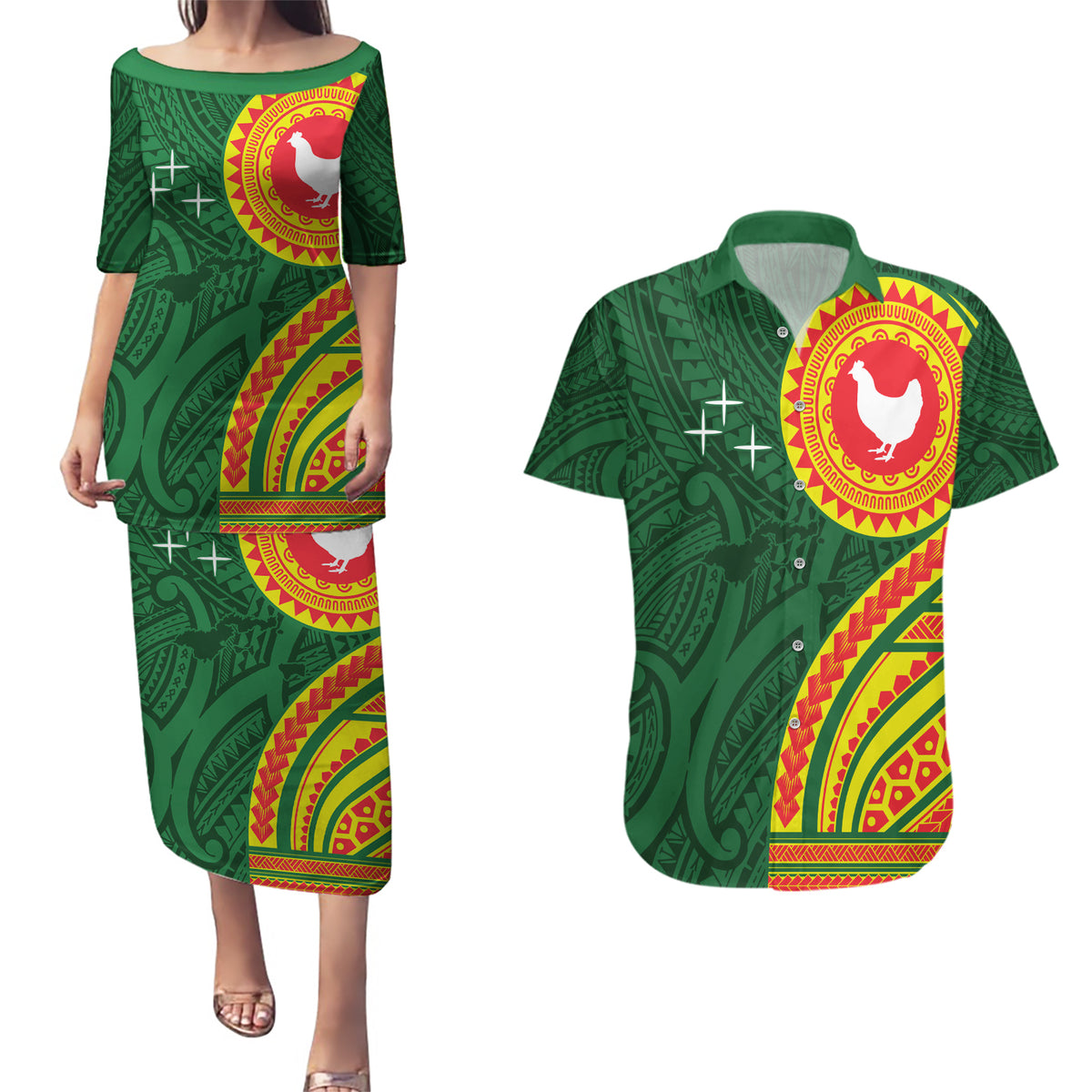 Manu'a Cession Day Couples Matching Puletasi and Hawaiian Shirt Polynesian Pattern