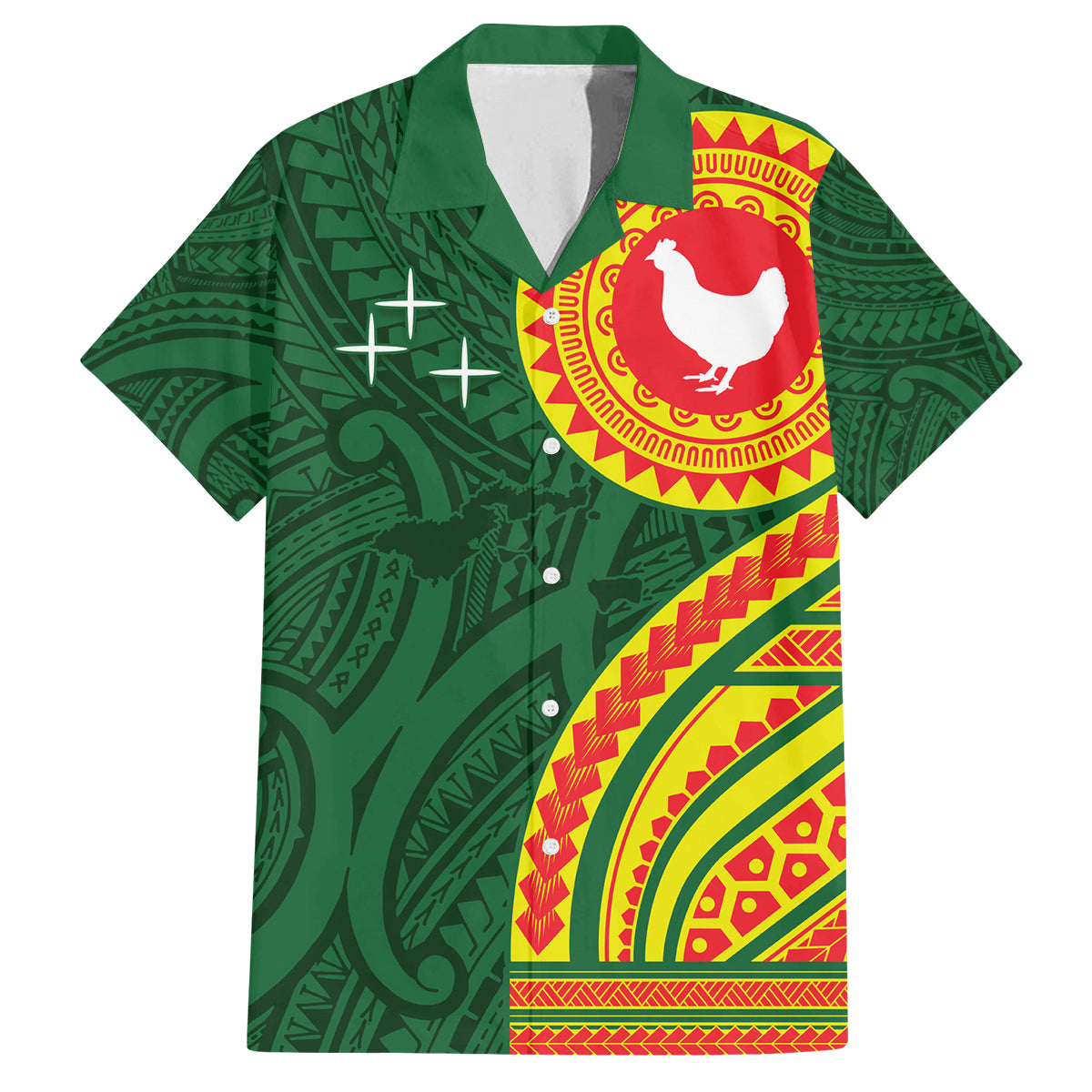 Manu'a Cession Day Family Matching Long Sleeve Bodycon Dress and Hawaiian Shirt Polynesian Pattern LT03 Dad's Shirt - Short Sleeve Green - Polynesian Pride