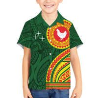 Manu'a Cession Day Family Matching Long Sleeve Bodycon Dress and Hawaiian Shirt Polynesian Pattern LT03 Son's Shirt Green - Polynesian Pride
