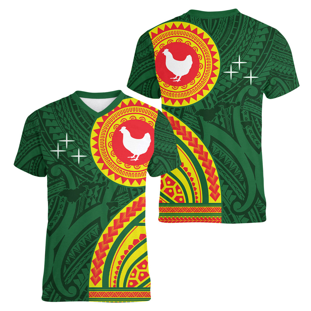 Manu'a Cession Day Women V-Neck T-Shirt Polynesian Pattern